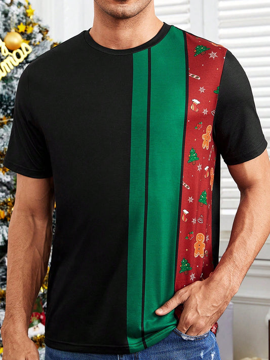 camiseta Manfinity Homme con un estampado festivo y colores vibrantes✨🎄